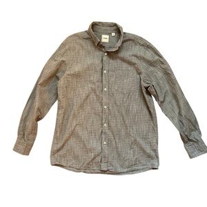 ROWM Gray Long Sleeve Cotton Button Down Plaid Shirt - Size Large